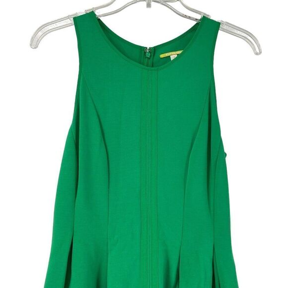 Gianni Bini Dress S Solid Green Sleeveless Box Pleated Knee Length Round Neck - Picture 2 of 6